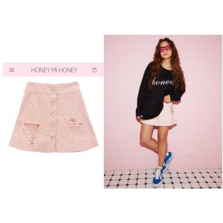 ハニーミーハニー(Honey mi Honey)の♡Honeymihoney♡2017SS♡今期新作♡クラッシュデニムスカート♡(ミニスカート)