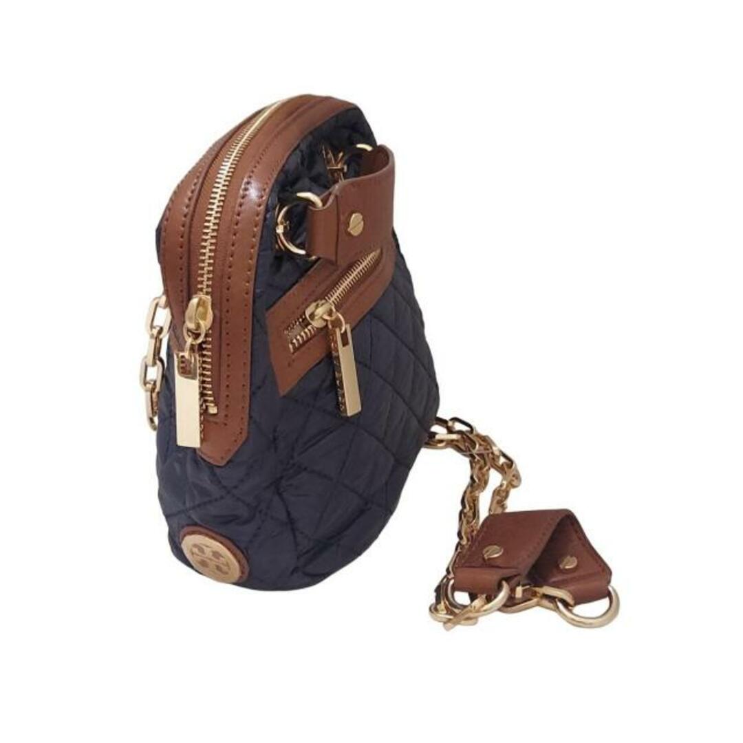 Tory Burch(トリーバーチ)のTORY BURCH(トリーバーチ) ショルダーバッグ - ダークネイビー×ダークブラウン チェーンショルダー/キルティング レザー レディースのバッグ(ショルダーバッグ)の商品写真