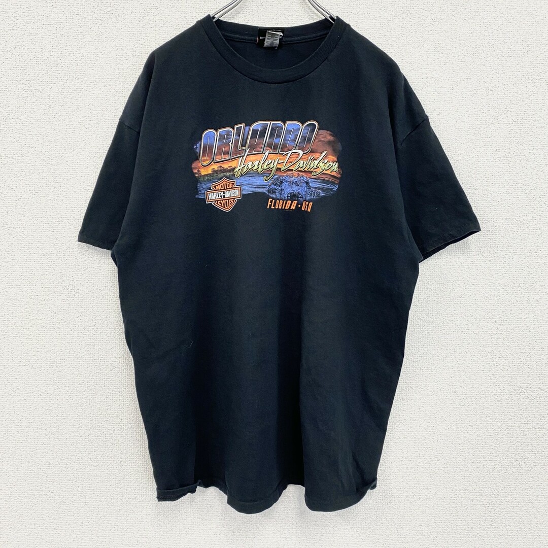 Harley Davidson(ハーレーダビッドソン)の古着 used　HARLEY DAVIDSON　ハーレーダビッドソン　半袖両面プリントTシャツ　黒　ブラック　XLサイズ メンズのトップス(Tシャツ/カットソー(半袖/袖なし))の商品写真