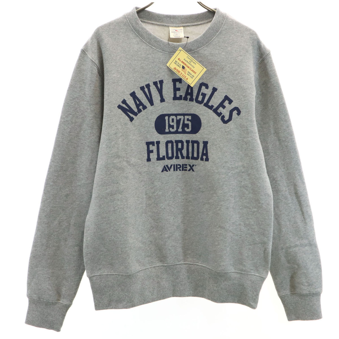 AVIREX(アヴィレックス)の古着 未使用 AVIREX アヴィレックス 長袖 スウェット トレーナー M グレー 裏起毛 レディース レディースのトップス(トレーナー/スウェット)の商品写真