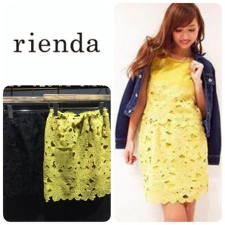 リエンダ(rienda)の新品riendaリエンダ フラワーレーススウェットタイトスカート size:s(ミニスカート)