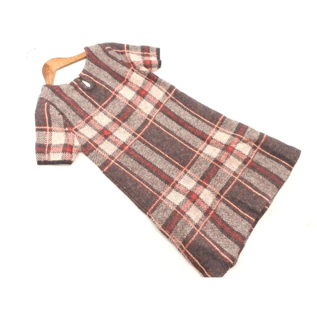 PROPORTION(プロポーション)のPROPORTION プロポーション ボディドレッシング チェック チュニック ワンピース size2/茶x赤 ◇■ レディース レディースのワンピース(ミニワンピース)の商品写真