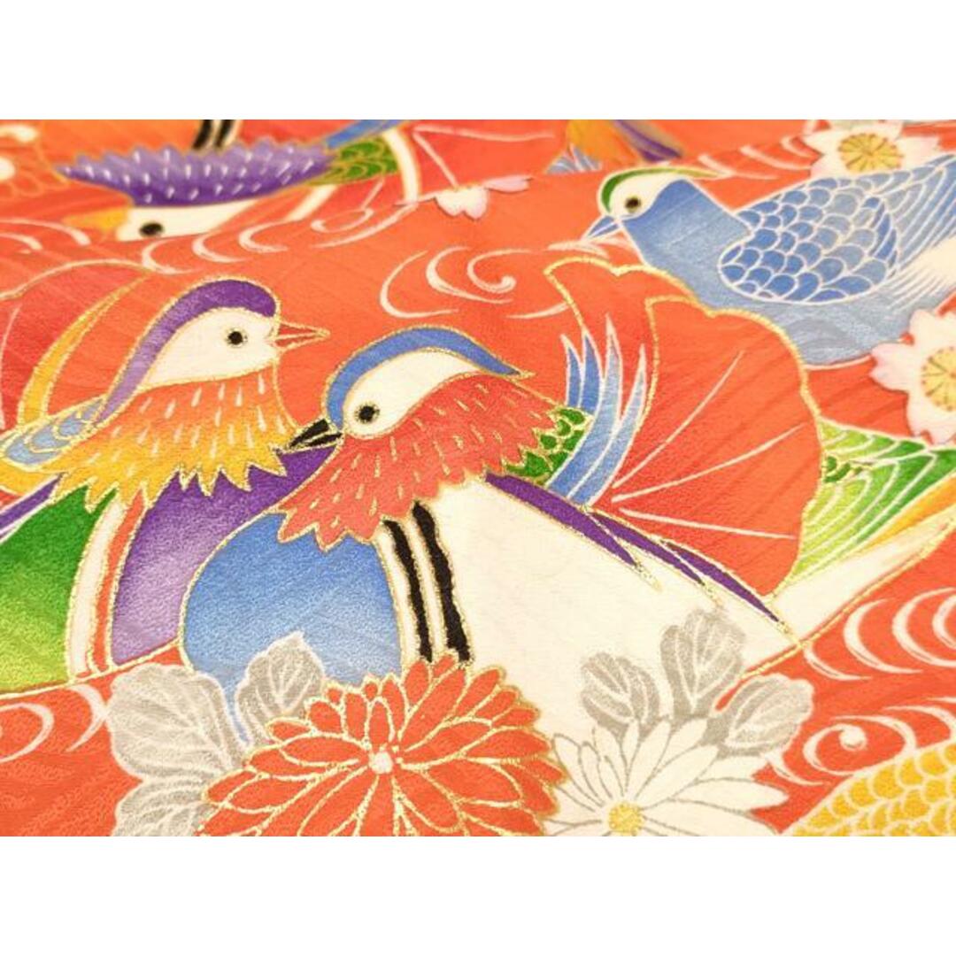 平和屋着物[]七五三　女の子　７歳　祝着　四つ身　単衣　丸帯セット　鴛鴦花文　金彩　逸品　DAAW2701ma キッズ/ベビー/マタニティのメモリアル/セレモニー用品(お宮参り用品)の商品写真