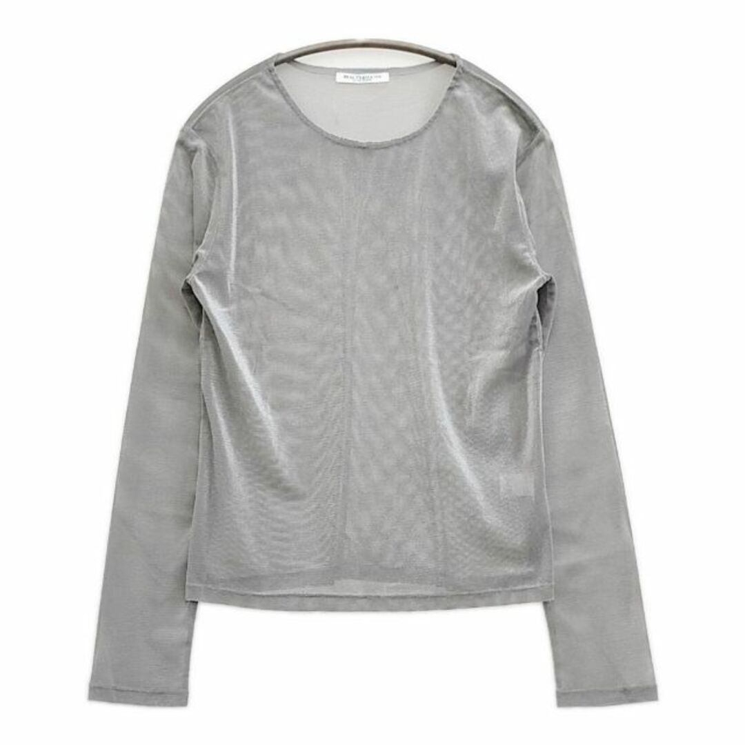 BEAUTY&YOUTH UNITED ARROWS(ビューティアンドユースユナイテッドアローズ)のBEAUTY&YOUTH UNITED ARROWS メッシュ素材 長袖Ｔシャツ カットソー ロンＴ グレー レディース ビューティアンドユース【中古】5-0927M∞ レディースのトップス(Tシャツ(長袖/七分))の商品写真