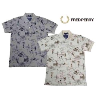 フレッドペリー(FRED PERRY)のフレッドペリー 総柄 ポロシャツ 美品 レディース M(ポロシャツ)