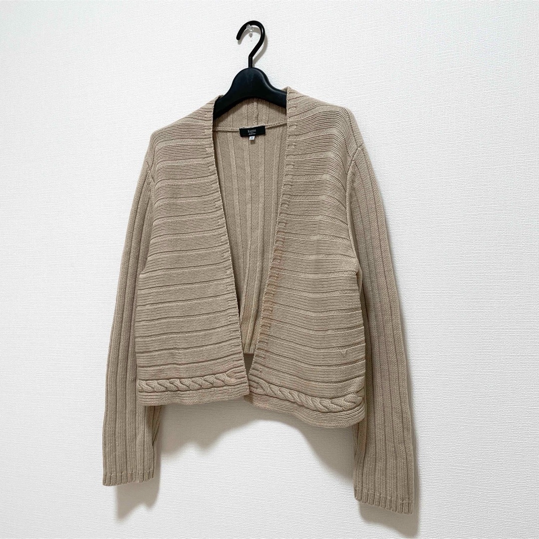 KEITH(キース)のKEITH キース ウールカーディガン ベージュ 44 大きいサイズ 秋冬 上品 レディースのトップス(カーディガン)の商品写真