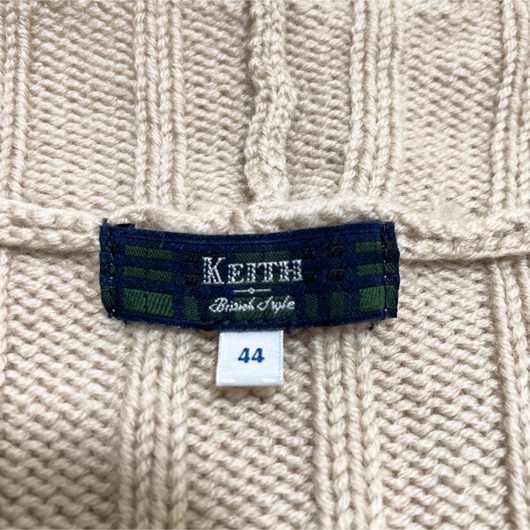 KEITH(キース)のKEITH キース ウールカーディガン ベージュ 44 大きいサイズ 秋冬 上品 レディースのトップス(カーディガン)の商品写真