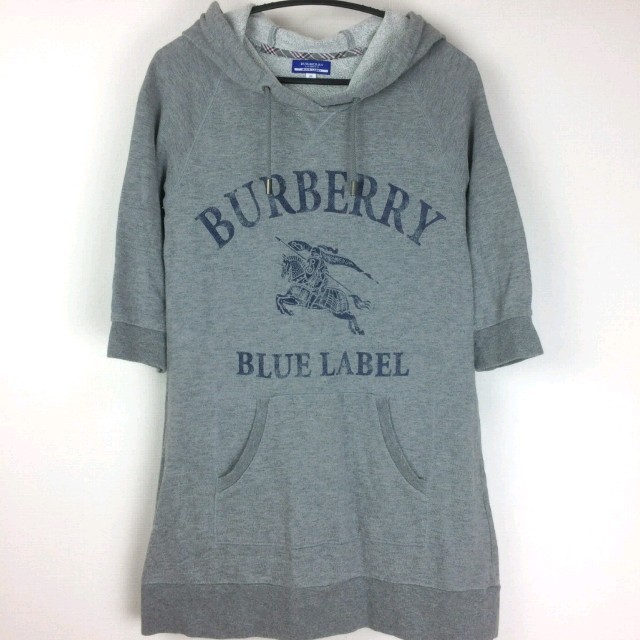 BURBERRY(バーバリー)のBURBERRY BLUE LABEL 7分袖パーカー グレー サイズ38 レディースのトップス(パーカー)の商品写真