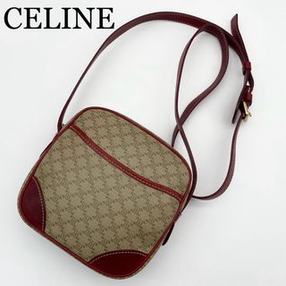 セリーヌ(CELINE)のCELINE ショルダーバッグ　マカダム柄　PVC×レザー　ベージュ　レッド(ショルダーバッグ)