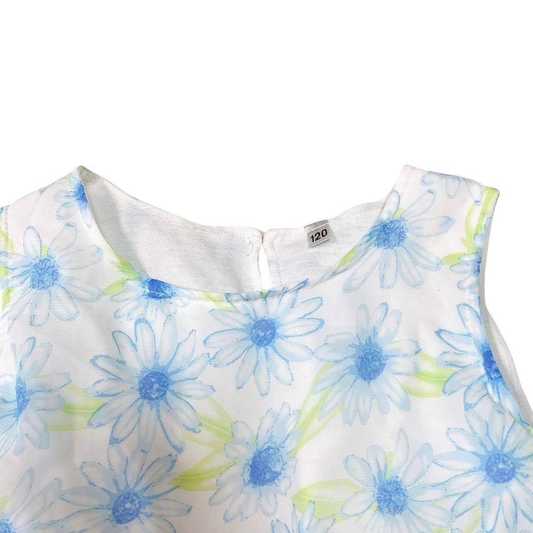 西松屋(ニシマツヤ)の花柄 ノースリーブ ワンピース 水色 120cm キッズ/ベビー/マタニティのキッズ服女の子用(90cm~)(ワンピース)の商品写真