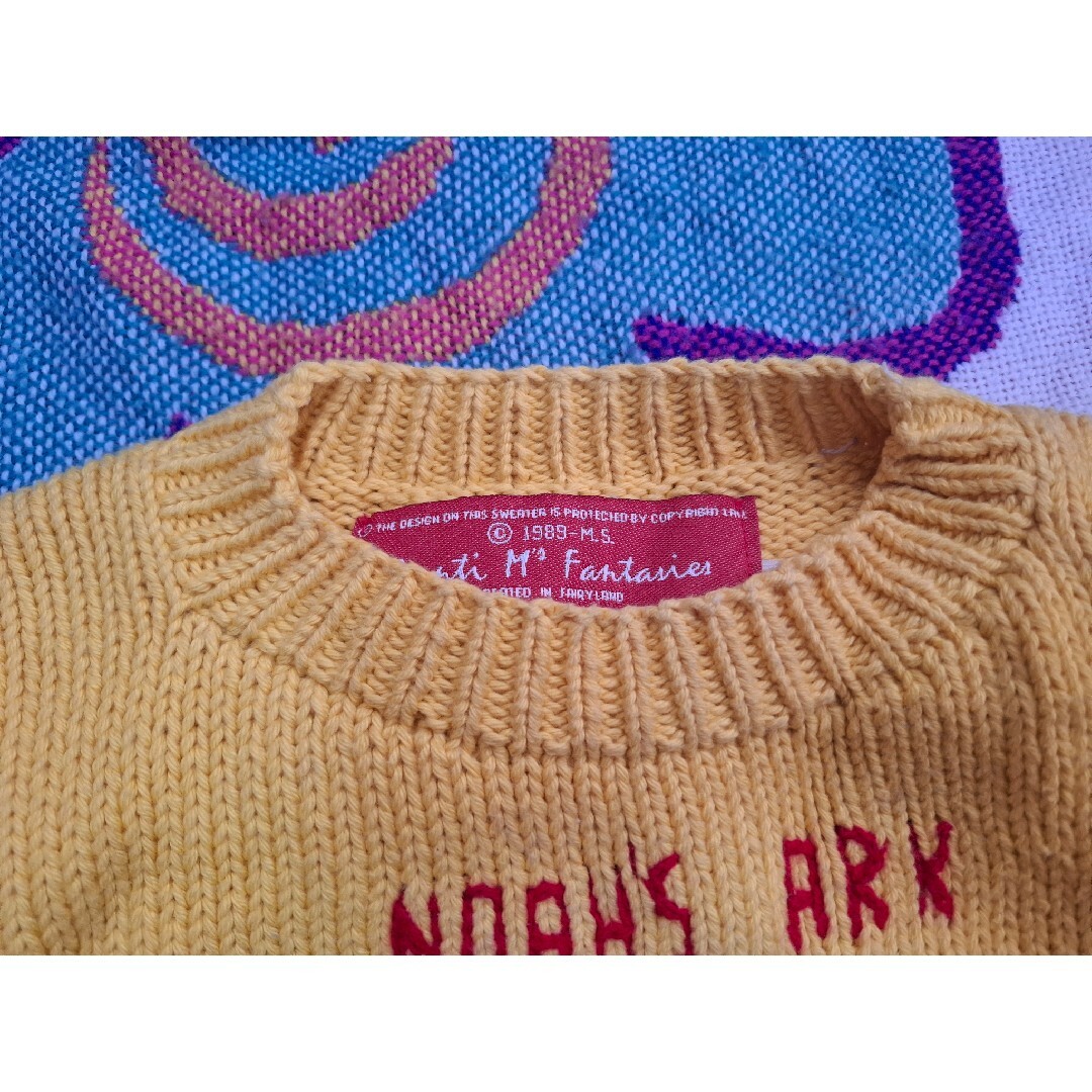 VINTAGE(ヴィンテージ)のUS VINTAGE ノアの方舟 人形 刺繍 ニット 3D 立体 120 キッズ/ベビー/マタニティのキッズ服男の子用(90cm~)(ニット)の商品写真