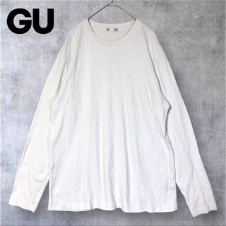 ジーユー(GU)のGU ジーユー 長袖Tシャツ ロンT 白 綿 M 無地 シンプル カジュアル(Tシャツ(長袖/七分))