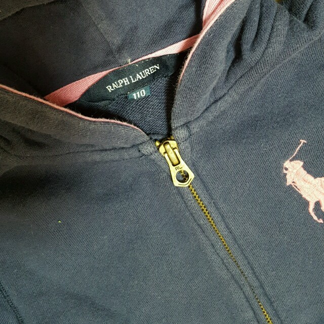 POLO RALPH LAUREN(ポロラルフローレン)のラルフローレン　ビックポニー　ネイビー×ピンクパーカー　110センチ キッズ/ベビー/マタニティのキッズ服女の子用(90cm~)(ジャケット/上着)の商品写真