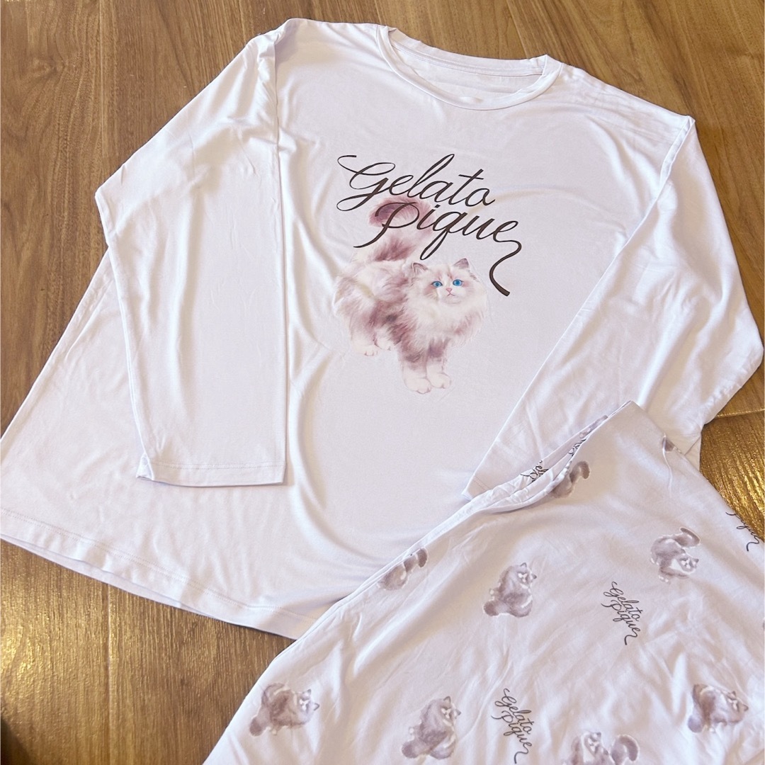 gelato pique(ジェラートピケ)のジェラートピケ 上下セット 猫 レディースのルームウェア/パジャマ(ルームウェア)の商品写真