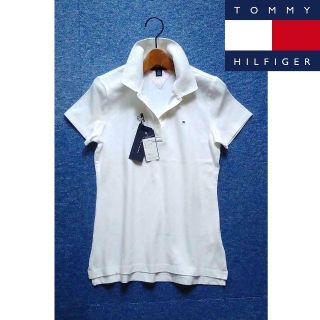 トミーヒルフィガー(TOMMY HILFIGER)のトミーヒルフィガー★白ポロシャツ カットソー フラッグロゴ刺繍S～(ポロシャツ)