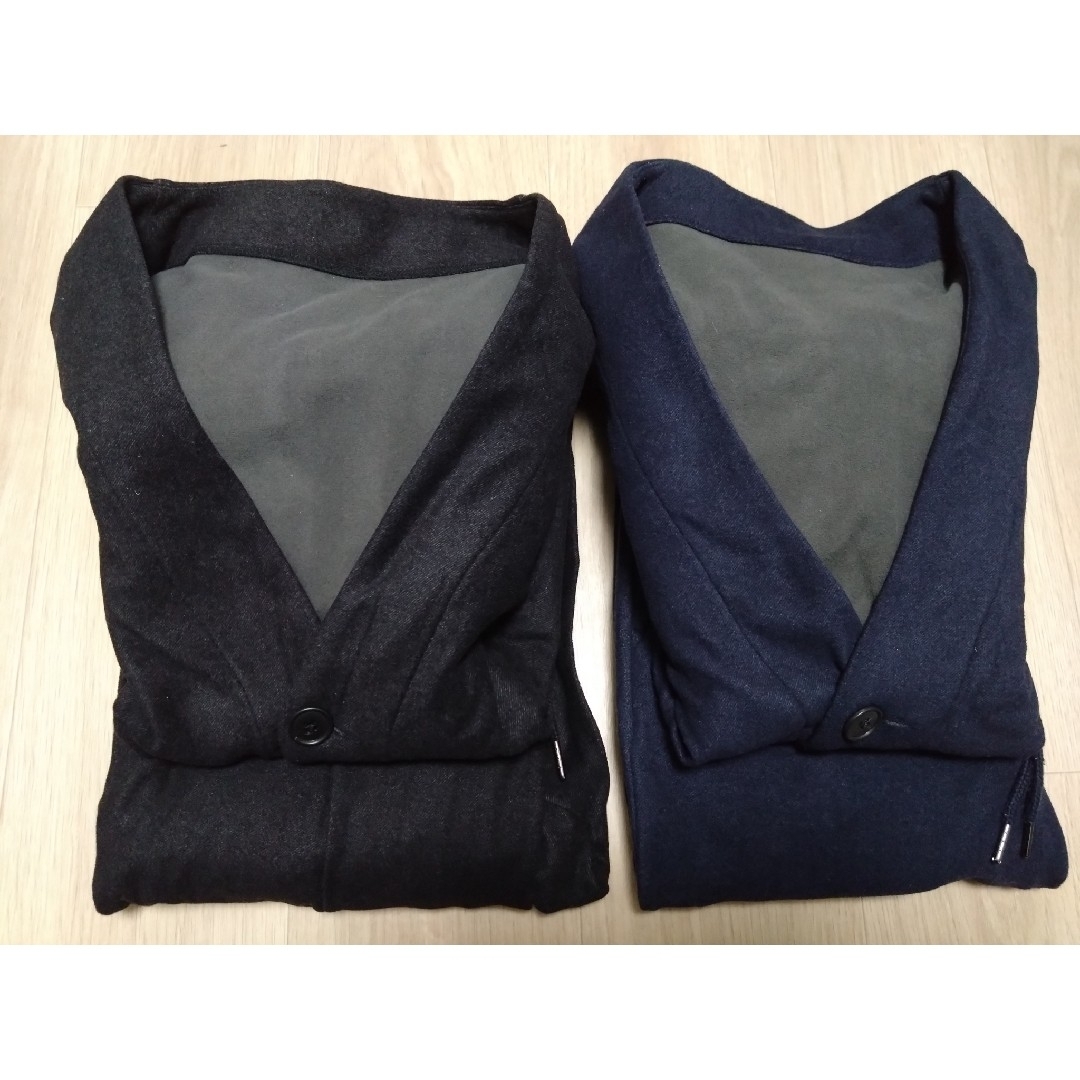 HARUYAMA(ハルヤマ)のはるやま ノーカラースーツ上下セットアップ グレーとネイビーの2着セット メンズのスーツ(セットアップ)の商品写真