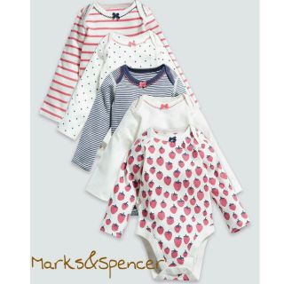 プチバトー(PETIT BATEAU)の【日本未入荷】マークス&スペンサー ロンパース5枚セット(ロンパース)