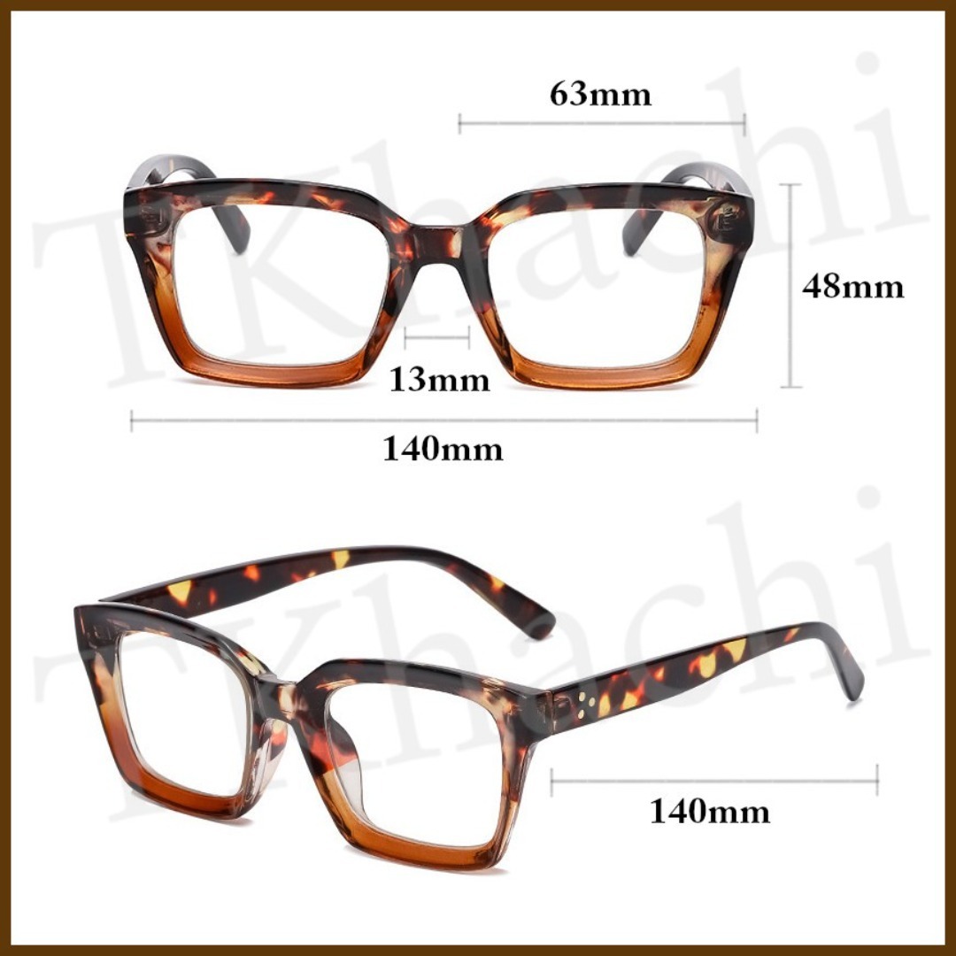 レオパード シニアグラス スクエア 老眼鏡 +1.0 ヒョウ柄 太縁 伊達メガネ レディースのファッション小物(サングラス/メガネ)の商品写真