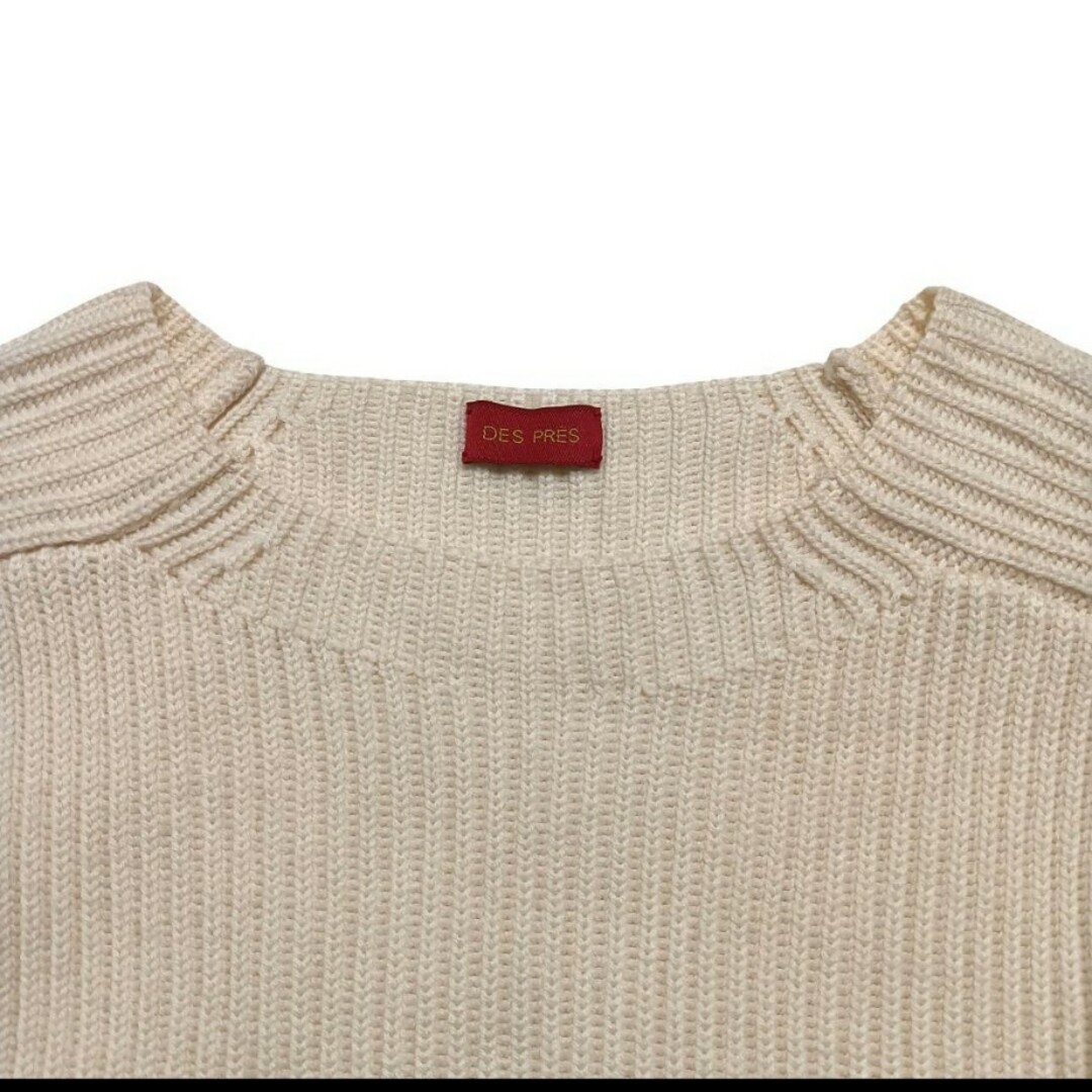 TOMORROWLAND(トゥモローランド)のデプレ ウール混 白 ニット 長袖 ロング丈 オフホワイト Sサイズ レディースのトップス(ニット/セーター)の商品写真