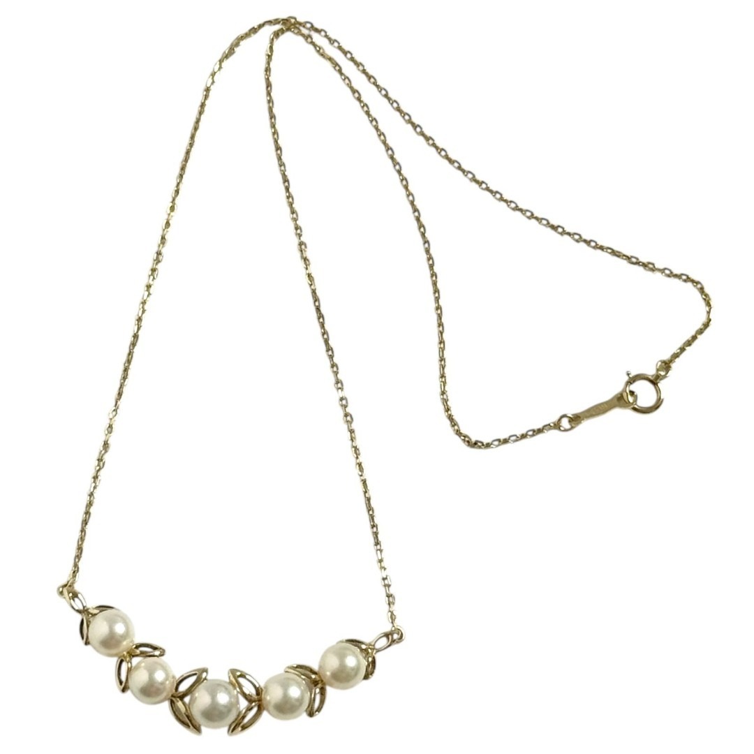 MIKIMOTO(ミキモト)のミキモト リーフ ペンダント ネックレス パール K14  イエローゴールド レディースのアクセサリー(ネックレス)の商品写真