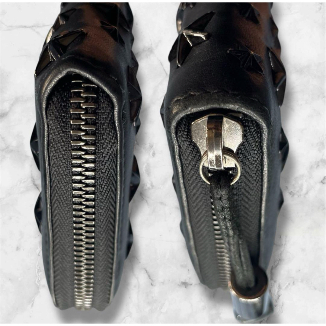 JIMMY CHOO(ジミーチュウ)の美品✨ジミーチュウ 長財布 スター スタッズ ラウンドファスナー ブラック  レディースのファッション小物(財布)の商品写真