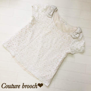 クチュールブローチ(Couture Brooch)のクチュールブローチ♡肩リボンレーストップス(カットソー(半袖/袖なし))