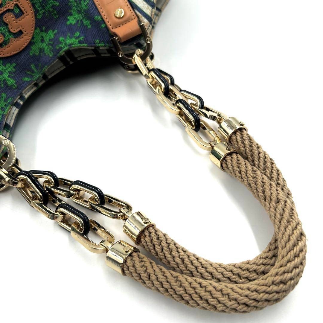 Tory Burch(トリーバーチ)の希少 トリーバーチ 266 トートバッグ 肩掛け キャンバス レザー チェーン レディースのバッグ(トートバッグ)の商品写真