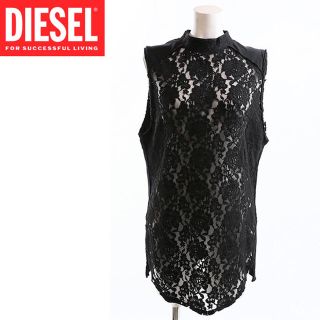 ディーゼル(DIESEL)のDIESEL★花柄レースチュニック ブラック S★【マミング様専用】(カットソー(半袖/袖なし))