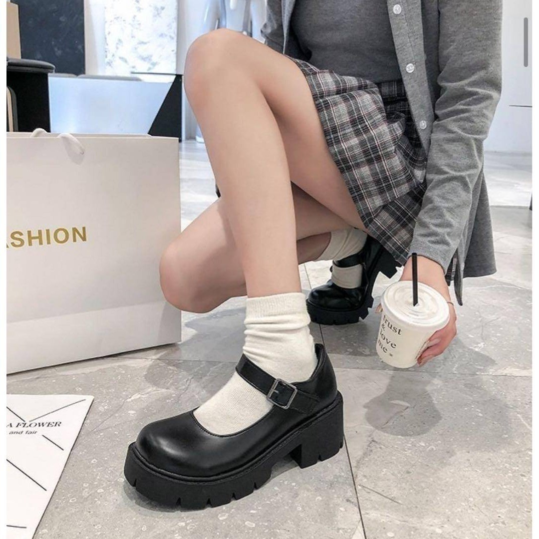 厚底ストラップシューズ コスプレ メイド靴 大きいサイズ 量産系 ゴスロリ レディースの靴/シューズ(ローファー/革靴)の商品写真