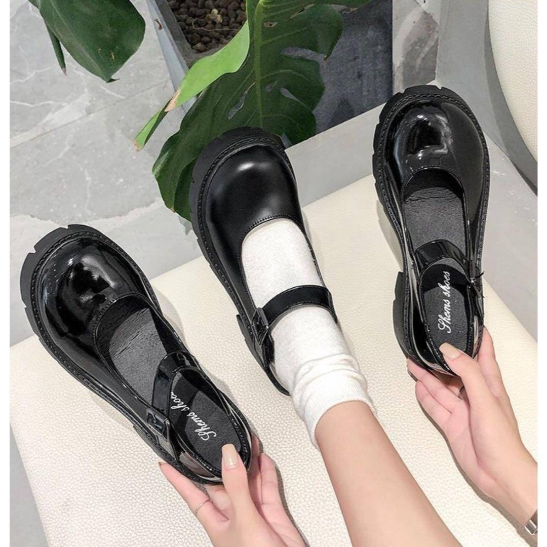 厚底ストラップシューズ コスプレ メイド靴 大きいサイズ 量産系 ゴスロリ レディースの靴/シューズ(ローファー/革靴)の商品写真