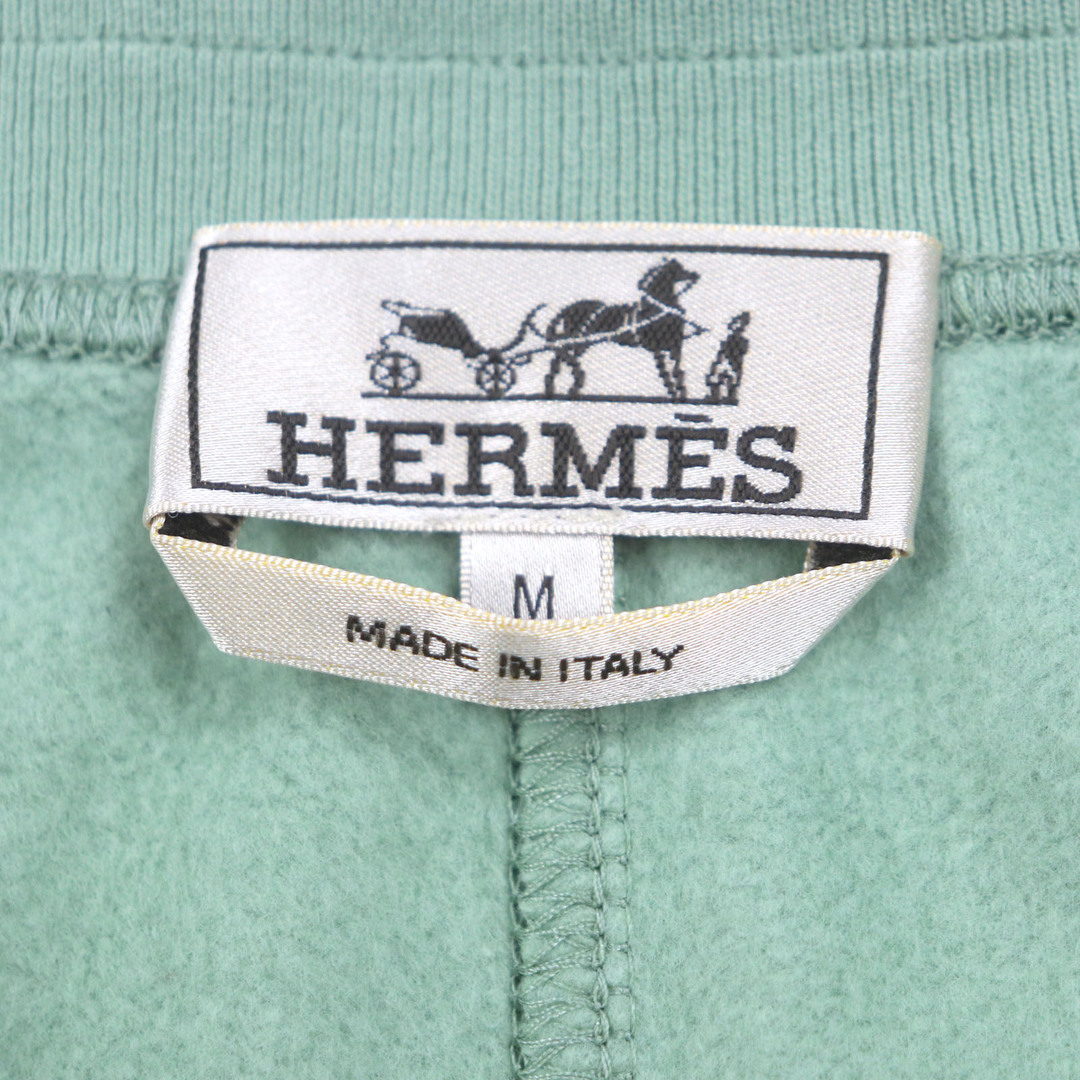 HERMES(エルメス)の極美品▼HERMES エルメス 23AW ランH コットン100% サイドライン 裏起毛 ジョガーパンツ スウェット パンツ グリーン M イタリア製 正規品 メンズ メンズのパンツ(その他)の商品写真