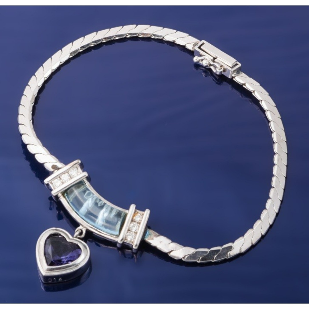 Pt850 アメジスト・ブルートパーズ・ダイヤモンド ブレスレット 23-428 レディースのアクセサリー(ブレスレット/バングル)の商品写真