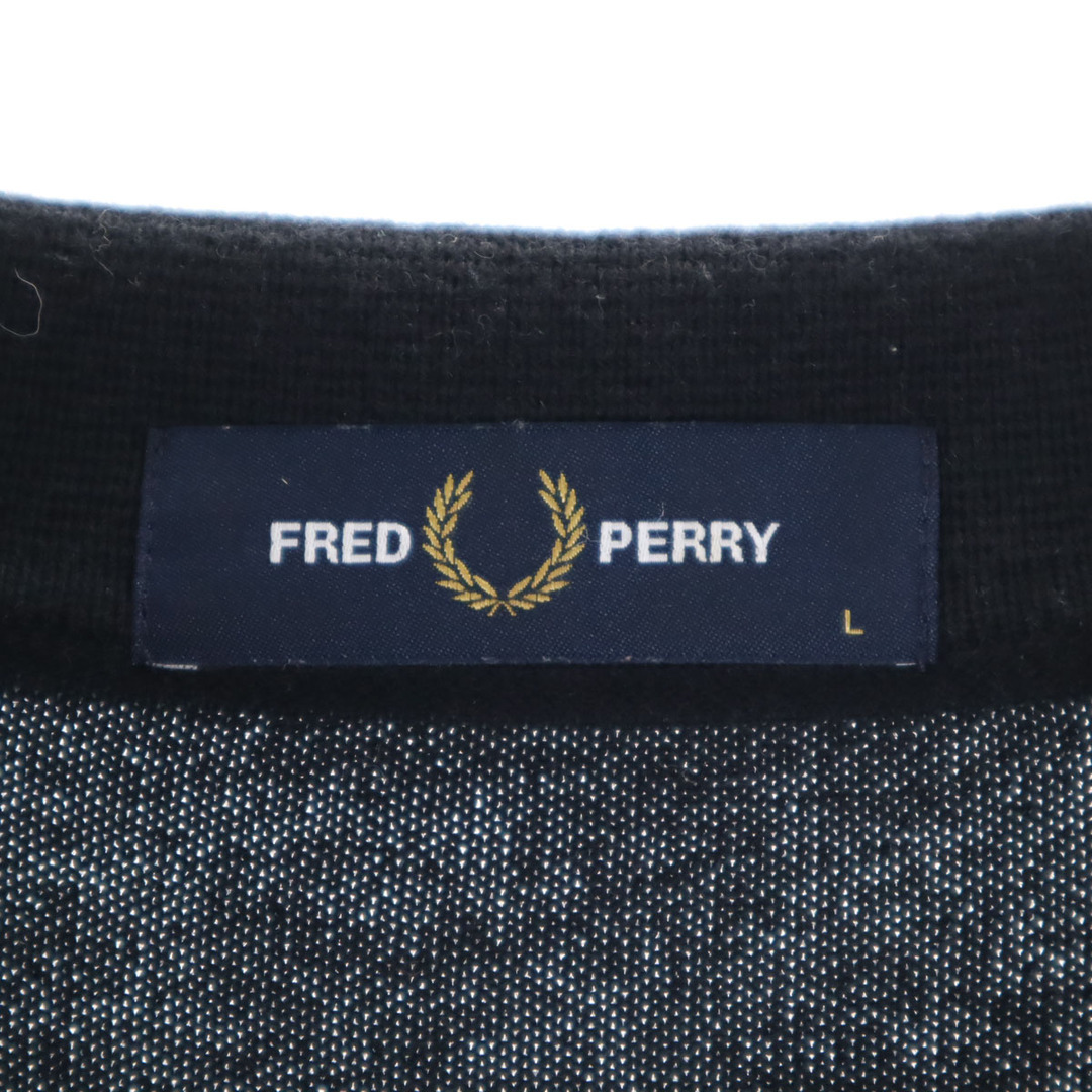 FRED PERRY(フレッドペリー)の古着 FRED PERRY フレッドペリー ウールブレンド 長袖 ポロシャツ L ブラック メンズ メンズのトップス(ポロシャツ)の商品写真