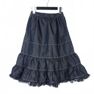 トリココムデギャルソン ギャザー ティアードスカート 製品染め 紺 ネイビー(その他)