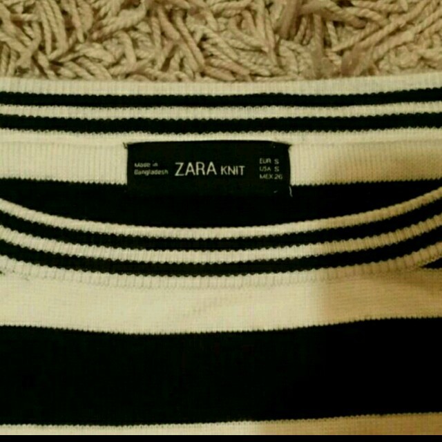 ZARA(ザラ)のZARAネイビー×ホワイト★ボーダーコットンニット レディースのトップス(カットソー(長袖/七分))の商品写真