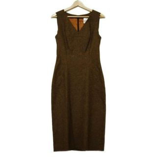 ETRO(エトロ) ワンピース サイズ42 M レディース美品 - ブラウン×ダークブラウン×マルチ Vネック/ノースリーブ/ロング/チェック柄