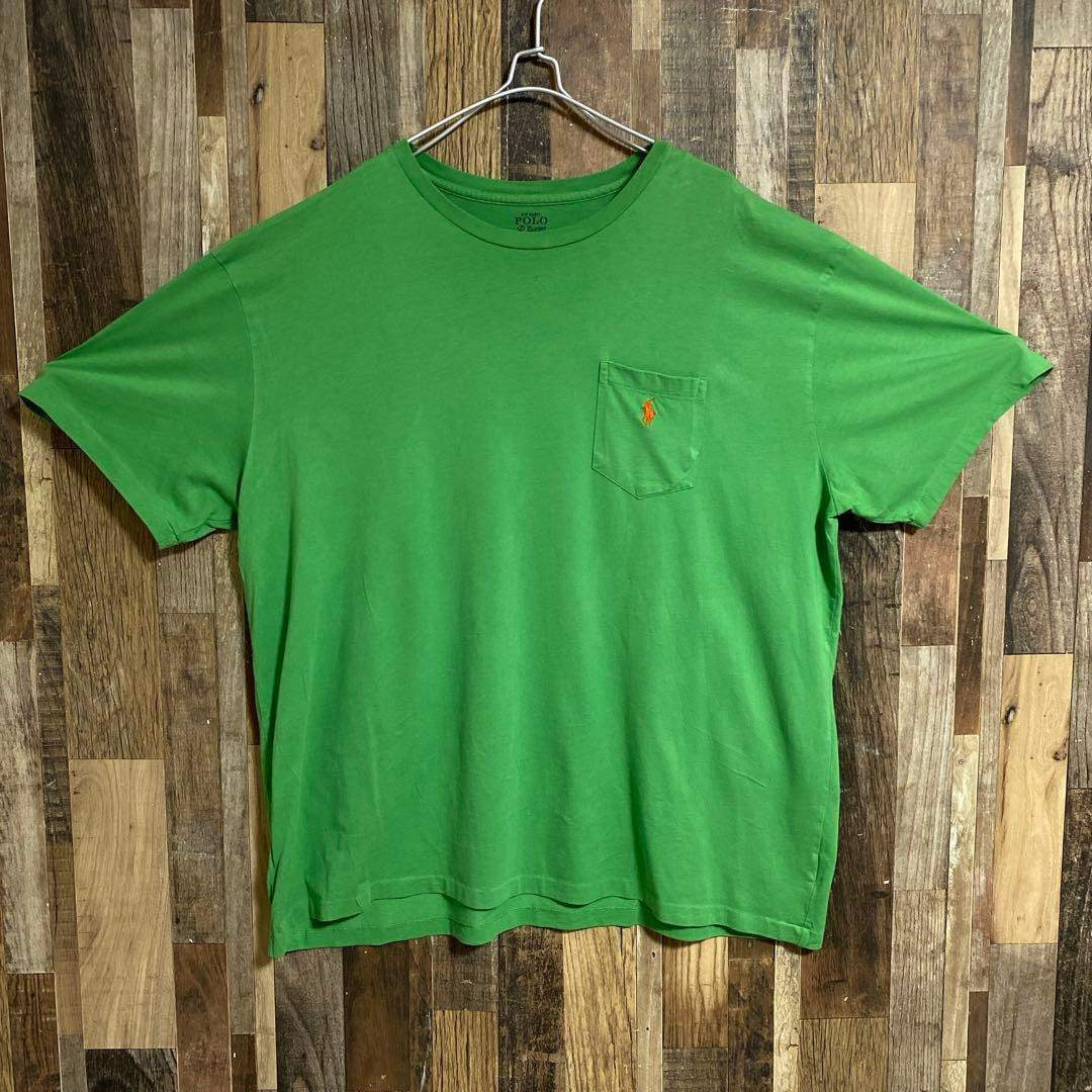 POLO RALPH LAUREN(ポロラルフローレン)のポロラルフローレン ロゴ 刺繍 グリーン ビックシルエット 古着 半袖 Tシャツ メンズのトップス(Tシャツ/カットソー(半袖/袖なし))の商品写真