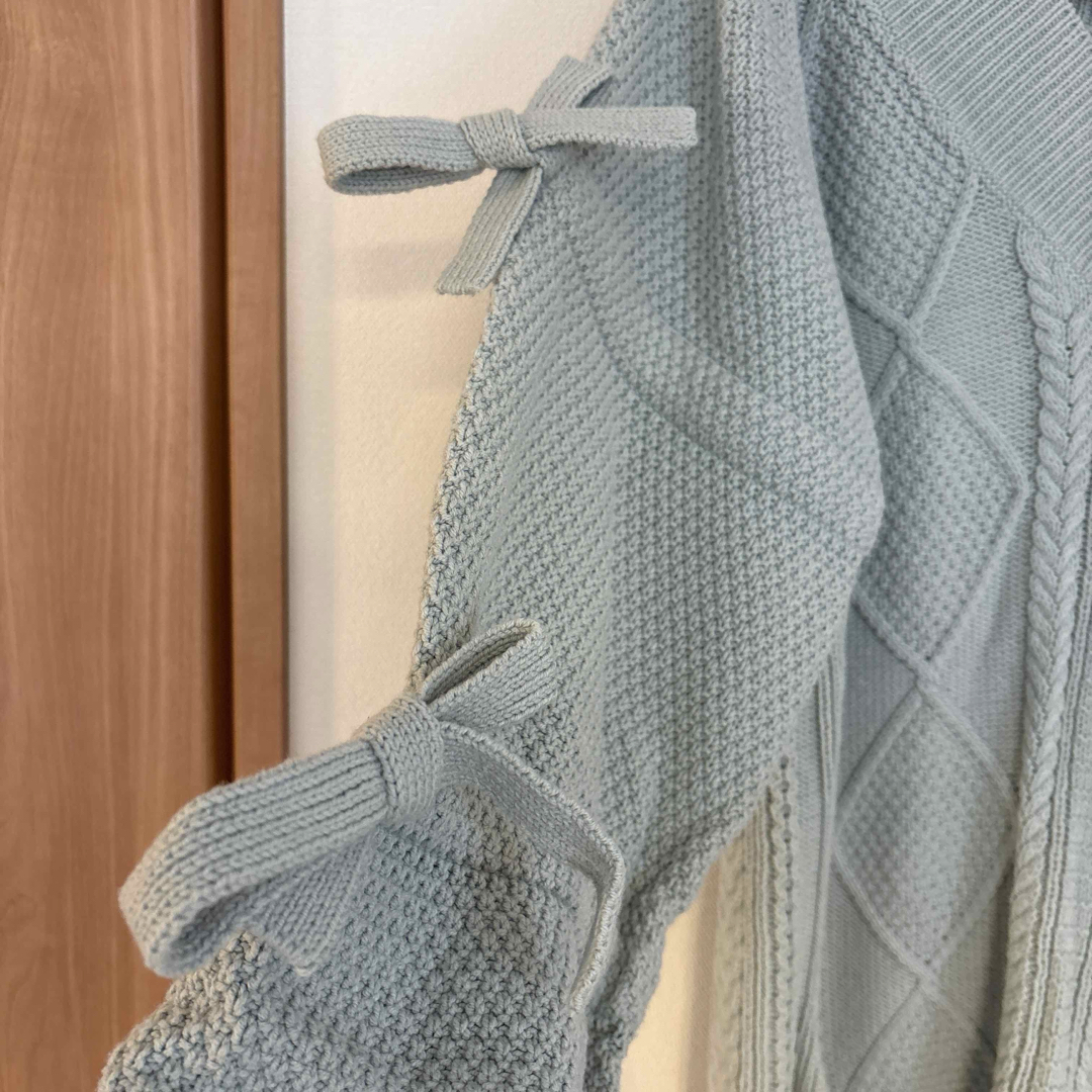 GRACE CONTINENTAL(グレースコンチネンタル)の【グレースコンチネンタル】袖リボンニット ミントグリーン レディースのトップス(ニット/セーター)の商品写真