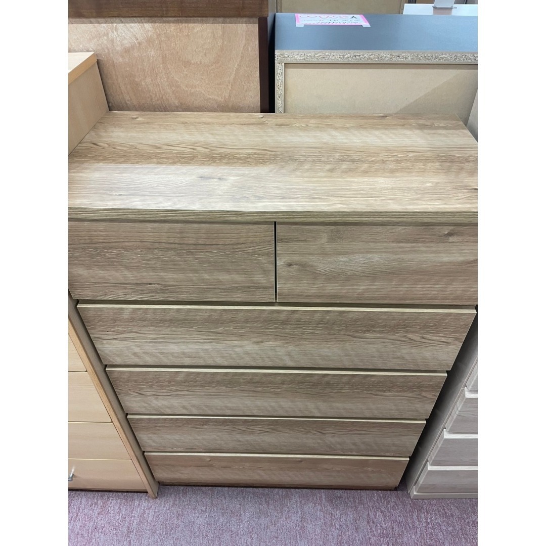 5段チェスト　チェスト　幅80　木製　ナチュラル　収納　タンス　引出し　棚　洋服 インテリア/住まい/日用品の収納家具(棚/ラック/タンス)の商品写真