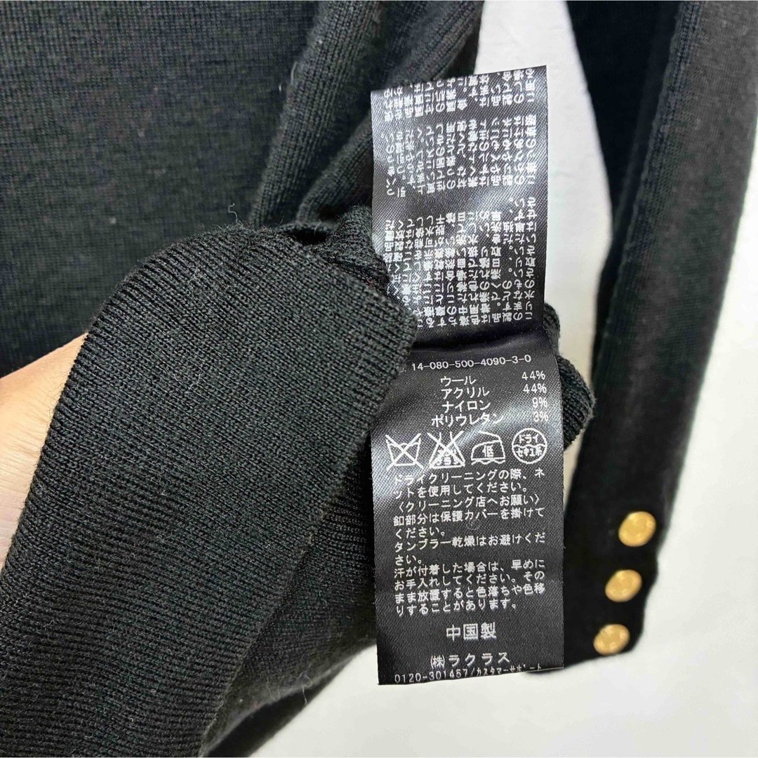 DEUXIEME CLASSE(ドゥーズィエムクラス)のドゥーズィエムクラス 袖金ボタン ニット トップス 七分袖 ウール レディースのトップス(ニット/セーター)の商品写真