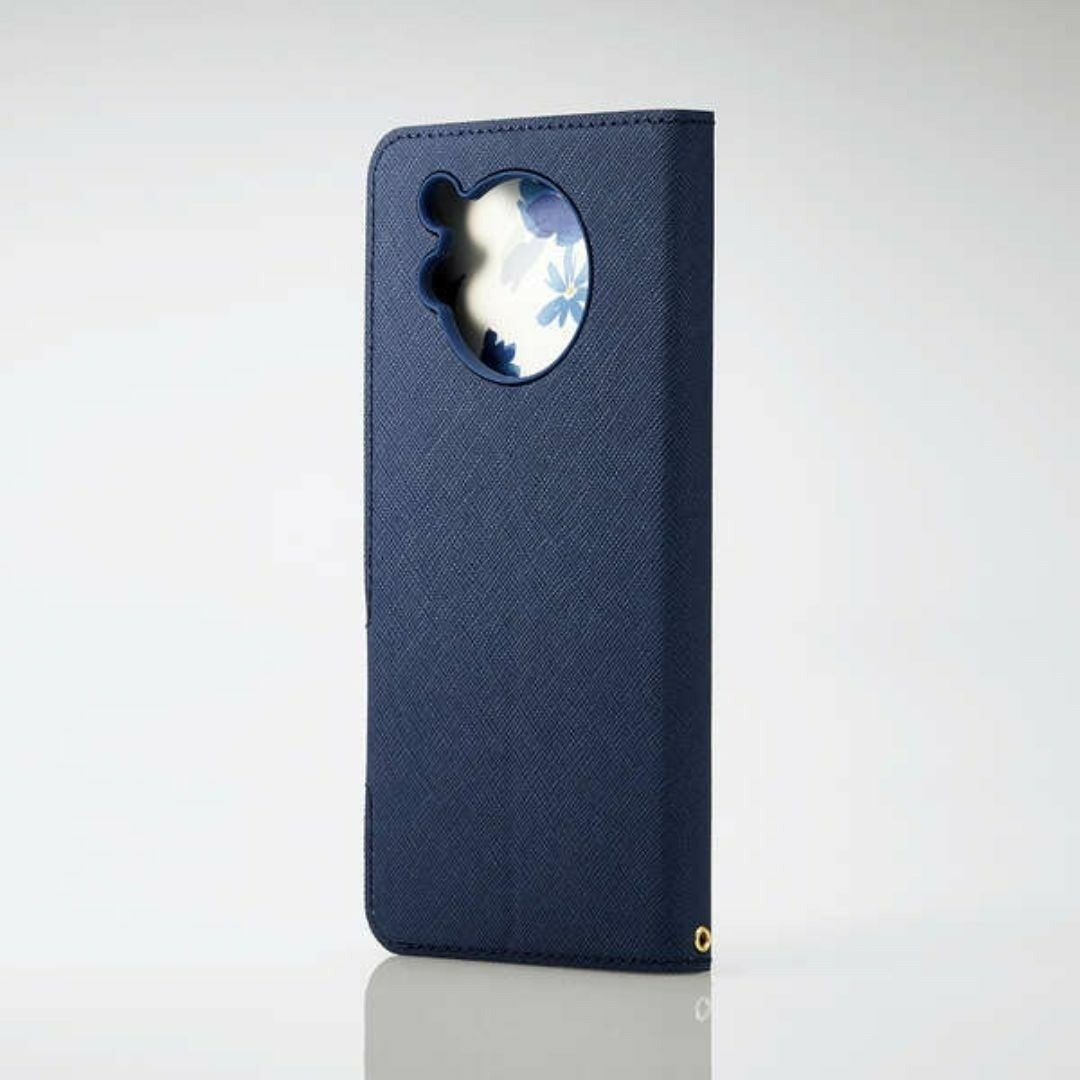 ELECOM(エレコム)のAQUOS R7 SH-52C ソフトレザーケース 手帳型 内側花柄外側ネイビー スマホ/家電/カメラのスマホアクセサリー(Androidケース)の商品写真