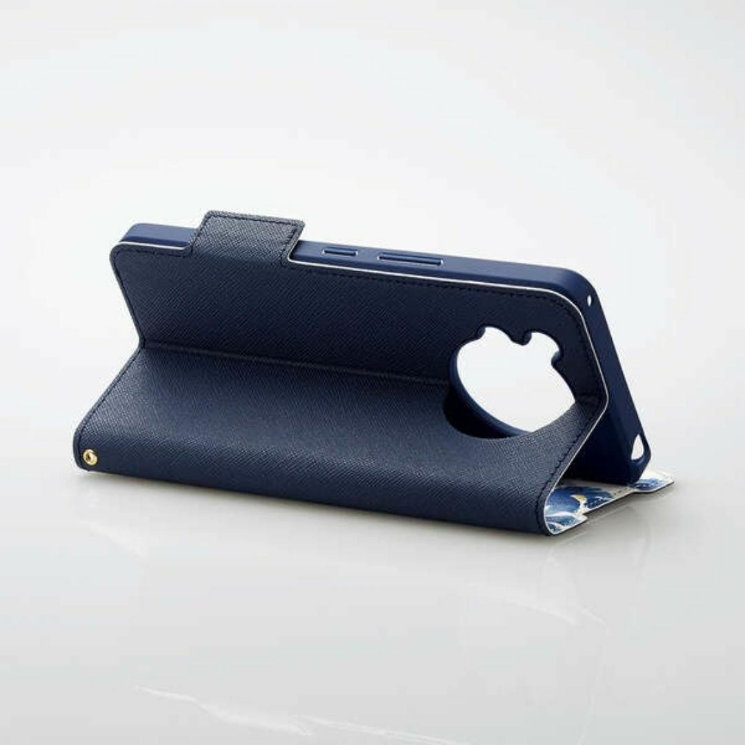 ELECOM(エレコム)のAQUOS R7 SH-52C ソフトレザーケース 手帳型 内側花柄外側ネイビー スマホ/家電/カメラのスマホアクセサリー(Androidケース)の商品写真