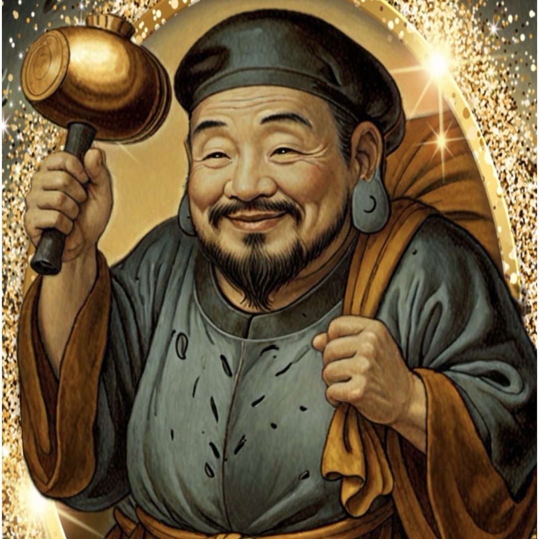 微笑みの開運大黒天 額縁付き 幸福のグラフィックアート インテリア/住まい/日用品のインテリア小物(置物)の商品写真