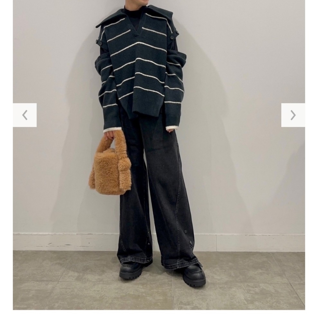 GU(ジーユー)のGU × rokh コラボ   ボーダーセーラーカラーセーター  Sサイズ レディースのトップス(ニット/セーター)の商品写真