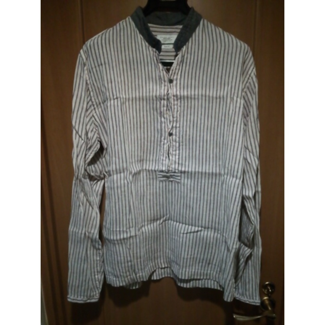 ZARA(ザラ)のZARA MAN　リネンコットン　プルオーバー　スタンドカラーシャツ メンズのトップス(シャツ)の商品写真