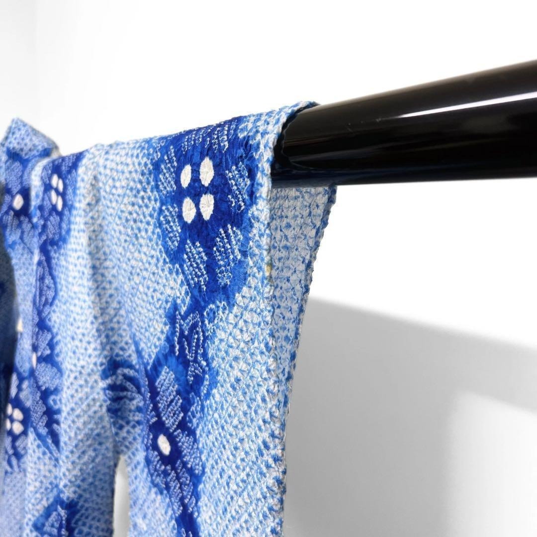 浴衣 有松鳴海絞り 花模様 菊 水色 着物 064w d レディースの水着/浴衣(その他)の商品写真