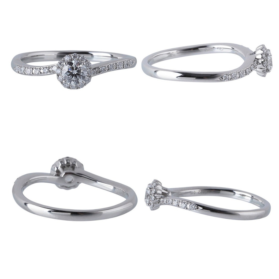 STAR JEWELRY(スタージュエリー)のスタージュエリー ダイヤ リング ヘイロー 0.222ct D-VVS1-3EX メレダイヤ0.15ct 12号 Pt950 鑑定書 新品仕上げ済 STAR JEWELRY【23932】 レディースのアクセサリー(リング(指輪))の商品写真