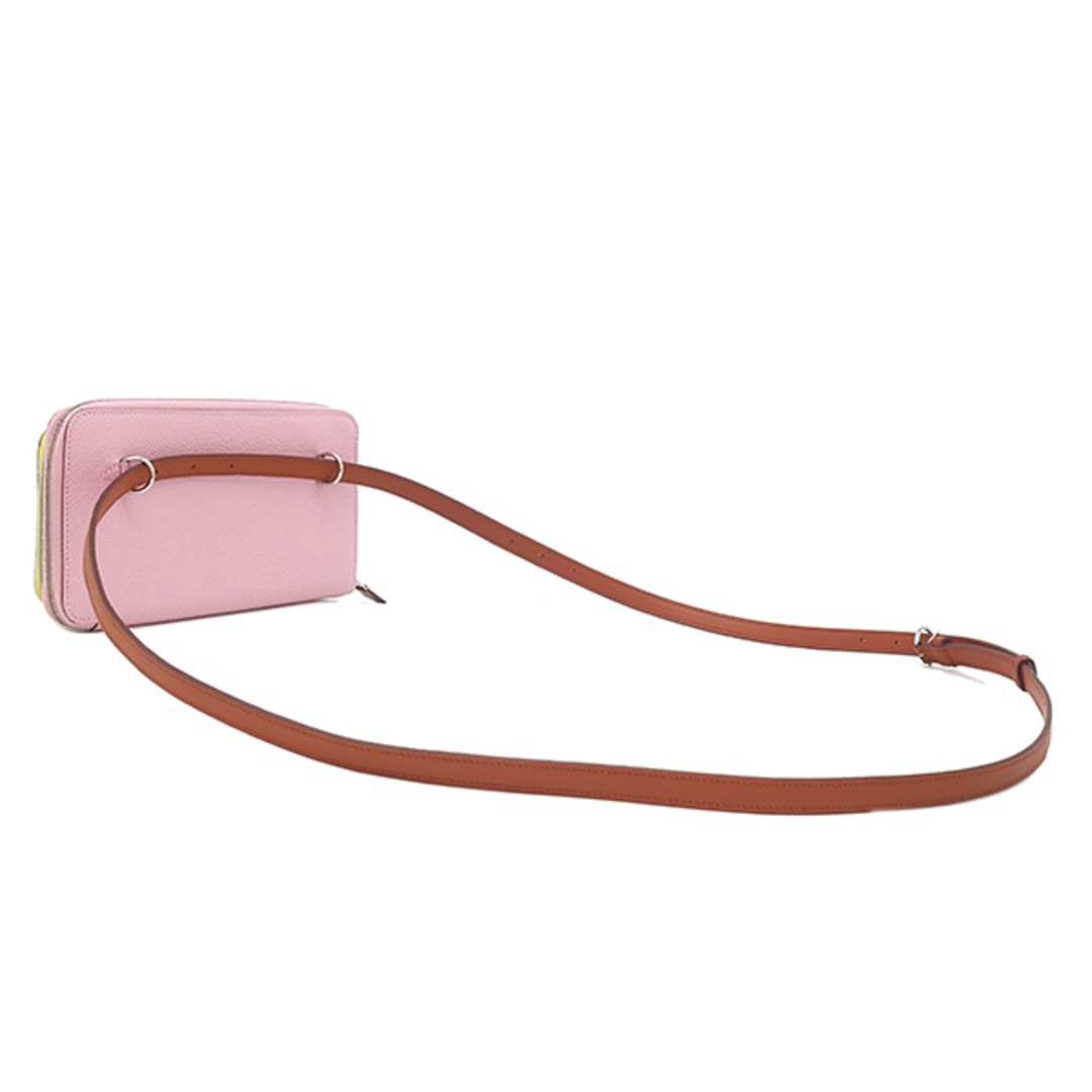 HERMES(エルメス)のエルメス HERMES 長財布 ヌーヴォートゥーゴー ヴォースイフト ヴォーエプソン モーヴシルベストル×ライム×キュイーブル シルバー金具 ピンク 黄色 U刻印(2022年製) 【箱】【中古】 レディースのファッション小物(財布)の商品写真