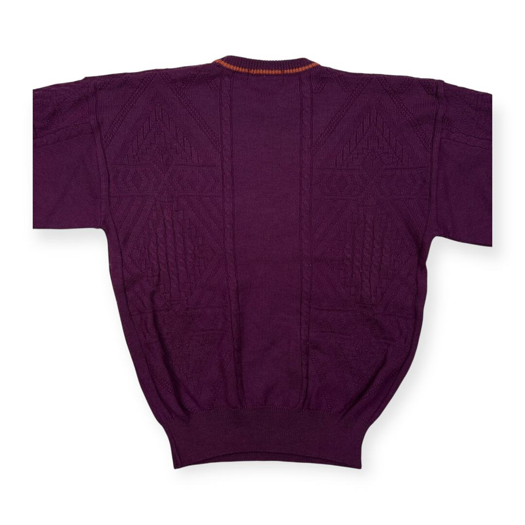Paradiso(パラディーゾ)のParadiso パラディーゾ ジャガード 立体編み ウールニットセーター サイズ LL /メンズ/ゴルフ/日本製/パープル スポーツ/アウトドアのゴルフ(ウエア)の商品写真