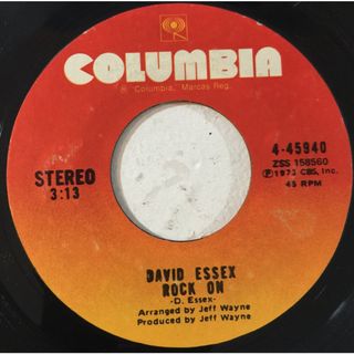 米7” David Essex Rock On 445940 Columbia /00080(その他)